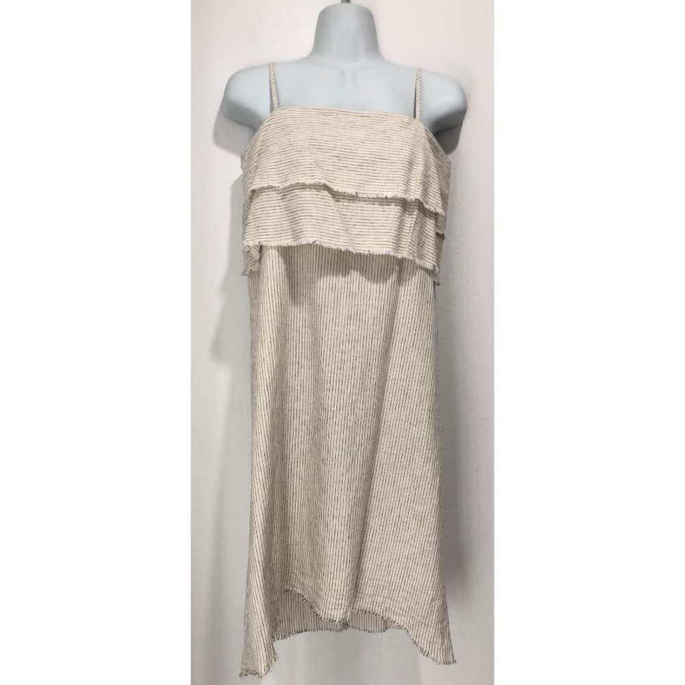 NWT ZARA OFF WHITE LINEN PIN STRIPE DRESS